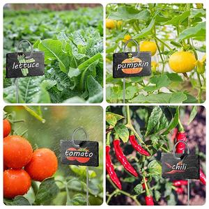 Étiquettes en <span class=keywords><strong>ardoise</strong></span> de haute qualité pour décoration de <span class=keywords><strong>jardin</strong></span>, 10 pièces en <span class=keywords><strong>ardoise</strong></span>, 10 supports métalliques, 2 stylos, étiquettes de nom de plante, panneaux d'identification de plantes - Product Image 4