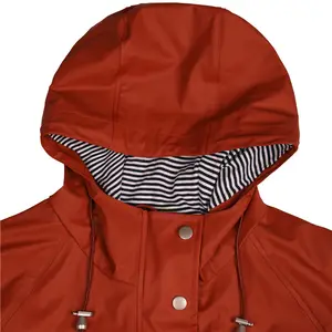 Chubasquero de poliuretano con capucha para mujer, chaqueta impermeable para exteriores, resistente al viento