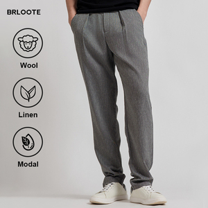 Pantaloni da Uomo Stile Old Money, Larghi e Casual, Pantaloni Sportivi in <span class=keywords><strong>Lino</strong></span> e Lyocell Colorati, Pantaloni Lunghi Estivi, Produzione di Fabbrica - Product Image 2