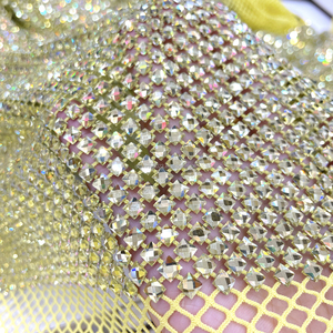 Sh008 Bán Buôn Vàng Pha Lê Đàn Hồi Lưới Lưới Vải Dát Vuông Thạch Cho May Quần Áo - Product Image 2