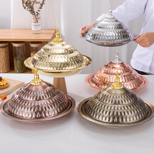 Plato de Cena de Acero Inoxidable 410 de Varios Tamaños, Vajilla, Plato <span class=keywords><strong>para</strong></span> <span class=keywords><strong>Banquetes</strong></span> y Buffets con Tapa, Bandeja <span class=keywords><strong>para</strong></span> Servir <span class=keywords><strong>para</strong></span> Restaurante y Hotel - Product Image 2