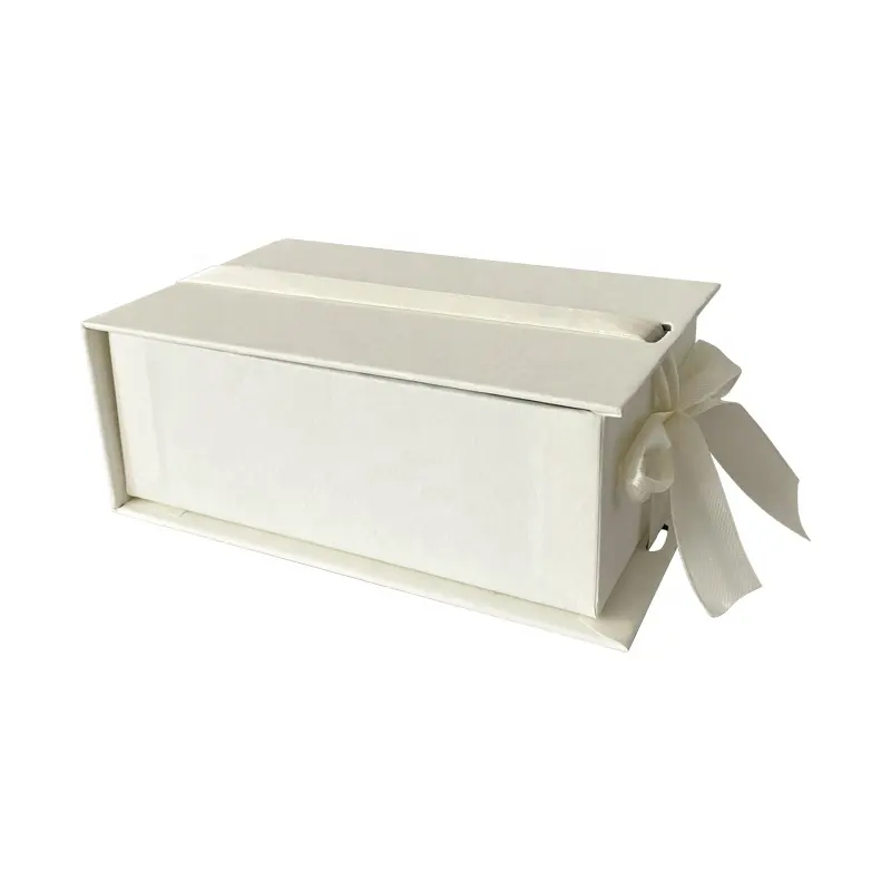 提案誕生日プレゼントカスタムリボンマットギフトボックス包装のためのフリップオープンの卸売白い段ボールジュエリーギフトボックス