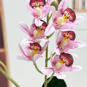 Usine de fleurs artificielles Meiyu Craft, orchidée flamme à 2 tiges et 12 têtes, fleurs artificielles en soie pour décorations de mariage et de maison - Product Image 3