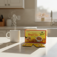 Thé instantané au curcuma et au gingembre saveur herbes fraîches, boisson santé amincissante en boîte et en sachet – Offre Spéciale