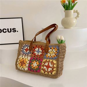 Cute Retro Literary Flower Woven <b>Straw</b> <b>Bag</b> for Women Grandmother's Summer One-Shoulder Beach Vacation <b>Bag</b> with Zipper Closure - Product Image 6