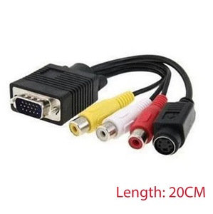 Nouvel arrivage : Câble adaptateur convertisseur <span class=keywords><strong>VGA</strong></span> vers S-Video AV RCA blindé en PVC pour ordinateur de bureau - Product Image 2