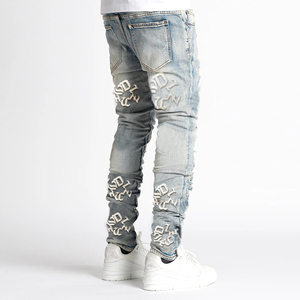 Jeans décontractés pour hommes DIZNEW, taille plus, coupe régulière, jeans de haute qualité pour hommes, lavage à l'eau, déchirés, imprimés - Product Image 2