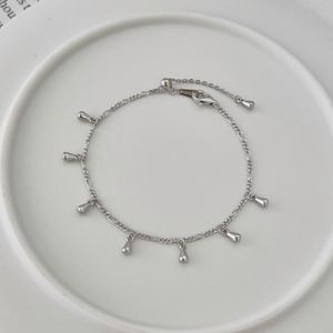 Dylam Trendy Design 925 Sterling <b>Silver</b> Link Chain Multiple Waterdrop Shape Pendant <b>Bracelets</b> <b>Adjustable</b> Length <b>Bracelet</b> Jewelry - Product Image 3