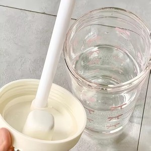 Botella de agua de paja con lazo rosa de gran capacidad de 700ML con tapa, taza de agua de plástico de grado alimenticio, tazas de té de leche para acampar al aire libre - Product Image 4