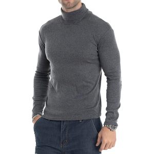 2025 Men's Slim Fit Turtleneck <b>Long</b> <b>Sleeve</b> Pullover Basic Thermal <b>Top</b> Stretch Hooded Sweater for Winter Plus Size - Product Image 4