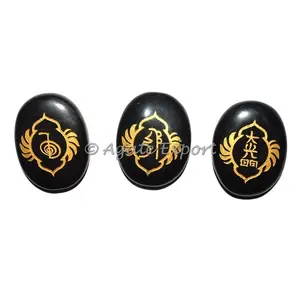 Juego de piedras de Reiki, set de 7 Chakras grabadas, jaspe rojo, Usui - Product Image 2