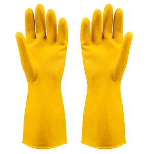Высококачественные латексные кислотостойкие маслозащитные резиновые водонепроницаемые защитные перчатки для промышленных строительных работ высокого качества с желтым покрытием