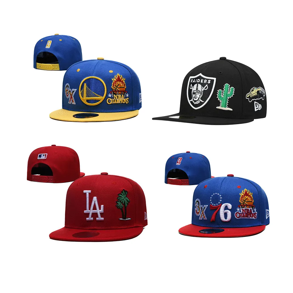 En stock nuevo er personalizado 3D bordado equipo sombreros fútbol americano baloncesto béisbol gorras SnapBack