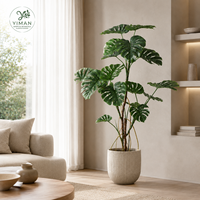 Feuilles de Monstera artificielles en plastique effet naturel de qualité supérieure YM pour mur végétal, bonsaï, décoration extérieure pour mariages, grandes dimensions