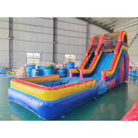 Toboggan aquatique gonflable pour enfants avec piscine, équipement de parc d'attractions extérieur commercial