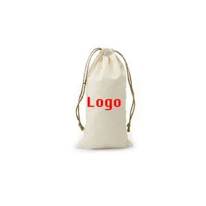 Bolsa de presente pequena com cordão de musselina orgânica de algodão de pano de marca personalizada impressa personalizada