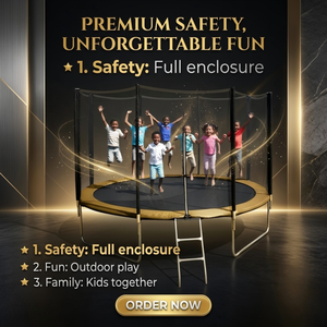 Trampoline de fitness commercial de 12 pieds, pliable, en mousse PVC, avec <span class=keywords><strong>filet</strong></span> de protection en acier pour enfants et adultes, intérieur/extérieur - Product Image 5