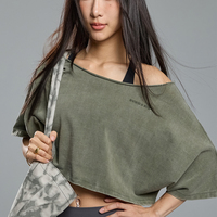 Crop top d'été personnalisé pour femme, style vintage délavé, coupe oversize