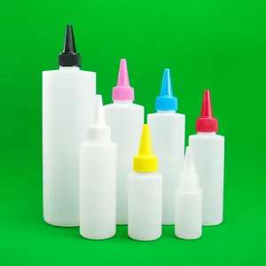 Garrafa redonda de plástico Pe 30 60 100 120 180 250 500ML tinta pigmento cola garrafa de água