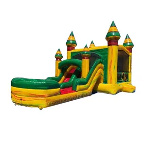 Orient inflatables marbled block inflatable bouncy castle bounce house with water slide n pool