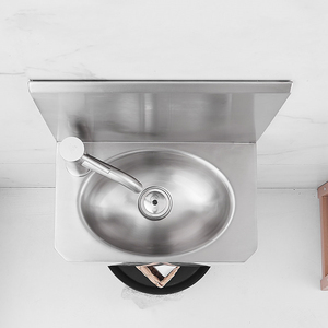 Évier mural ovale moderne en acier inoxydable 304, compact, mini, pour salle de bain, hôpital, école, bureau, gain de place, garantie 5 ans - Product Image 4