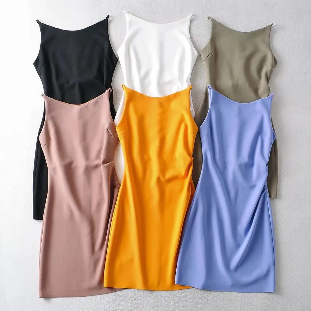 good quality women's fashion solid color one-shoulder high split slim dress for party