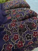 Tissu en dentelle de velours brodé de paillettes et de perles faites à la main, style bolivien, dentelle française pour robes de mariée et de soirée