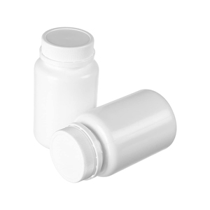 ขวดพลาสติก HDPE สีขาว ขนาด 250 ซีซี ปากกว้าง ทรงกลม เกรดสำหรับยา คอขวด 44-400 พร้อมฝาเกลียว - Product Image 1