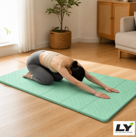 Tapis de yoga pliable en TPE 185x80cm, conception à 8 plis, tapis d'exercice épais antidérapant insonorisant grande taille pour yoga, fitness, saut à la corde