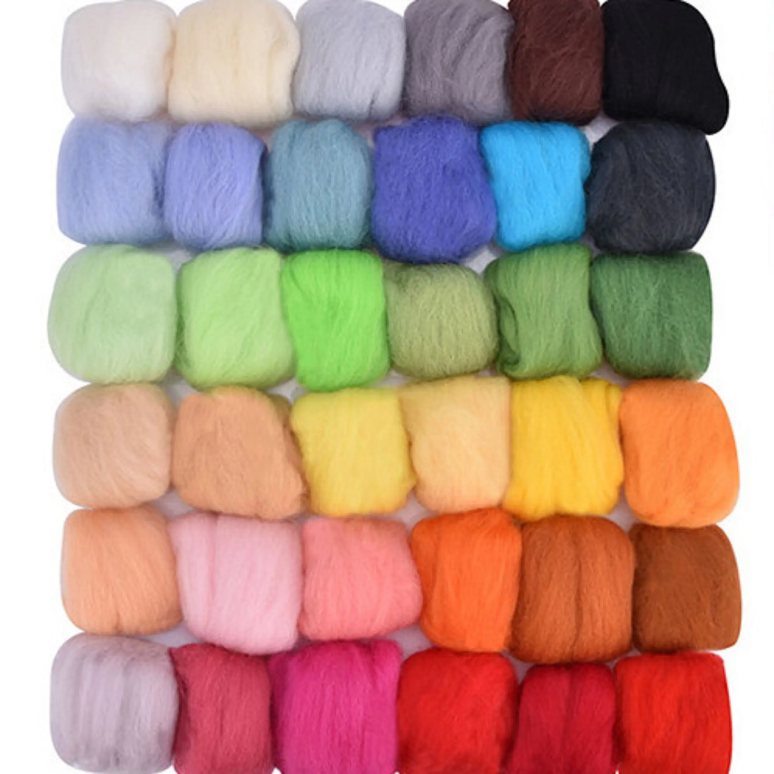 Wholesale 100 Colors Needle Felting Wool Fibre Chunky Knitting Roving Yarn For Felted Wool DIY Spinning Material package