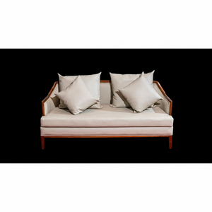 Sofá de cuero de madera de fresno de 2 plazas, decoración para sala de estar con cómodo asiento de cuero, marco de madera de Fresno duradero para apartamento, Hotel, Villa - Product Image 1