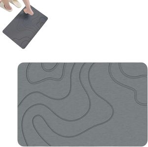 Tapis de douche super absorbant, séchage instantané, motif pierre, design vague, disponible à la vente - Product Image 1