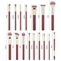 Kits de Pinceaux de Maquillage Complets Professionnels Sous Marque Privée de Luxe, 16 Pièces en Bois Rouge Personnalisables, pour Maquilleurs (Vente en Gros)