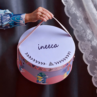 Rond personnalisé de noël mariage vide rotation dessert pâtisserie macaron boîtes de rangement papier chocolat boîte de bonbons emballage avec poignée