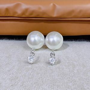 อุปกรณ์ทำเครื่องประดับมุก DIY เงินแท้ S925 รุ่น 22495 ดีไซน์เรียบง่ายแต่โดดเด่น ลูกปัดทรงกลมขนาด 8-10 มม. บนฐานเปล่าสำหรับต่างหูคริสตัล - Product Image 1