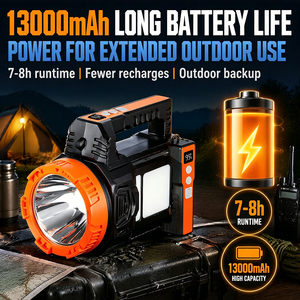 WOSEN Lampe torche longue portée 2000m avec affichage numérique, pour camping, urgence, patrouille, batterie solaire Li-ion, 2000 lumens, projecteur - Product Image 6