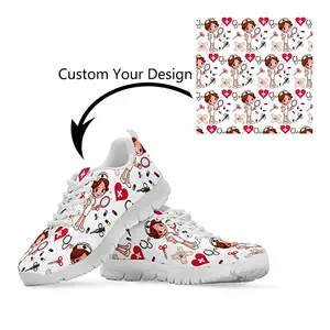 Cute Cartoon Nurses Doctor Printed Shoes Flats Accept Customized Hight Quality Running Shoes Breathable Mesh Sports Shoes