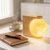 Despertador con Luz de Amanecer, Lámpara de Noche con Forma de Luna, Doble Alarma, Función de Repetición, 10 Opciones de Sonido y Efectos de Color para Dormitorio
