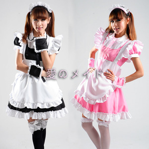 Sweet Lolita Maid Outfit Cosplay Costume Black And Pink Polyester Fiber Uniform For Anime Role Playing - Product Image 1