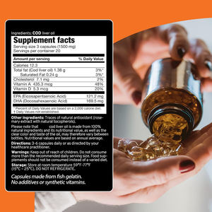 OEM Meilleur Prix Oméga-3 Huile de Poisson Huile de Foie de Morue Extra Vierge Propre d'Islande Morue de l'Atlantique 100% Naturelle Fournir de la Vitamine D & A - Product Image 2