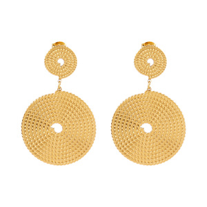 Orecchini a Cerchio in Acciaio Inossidabile Stile Europeo e Americano, Orecchini a Perno Martellati alla Moda, Gioielli Lussuosi Retrò Vintage ALN26041226 - Product Image 4