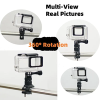 Support de guidon de vélo rotatif à 360° avec adaptateur 1/4, support de caméra en aluminium pour moto compatible GoPro Hero, DJI Action, Insta360