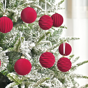 Juego de Bolas de Navidad de Terciopelo, 16 Piezas, 6 cm y 8 cm, Color Rojo <span class=keywords><strong>Vino</strong></span>, Adornos Colgantes para Árbol, Decoración para Fiestas Navideñas, Decoración Interior del Hogar - Product Image 4
