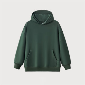 Sweat-shirt surdimensionné en molleton de coton et polyester tricoté pour homme, avec capuche, col rond, poche, logo personnalisé, motif uni, collection automne - Product Image 1