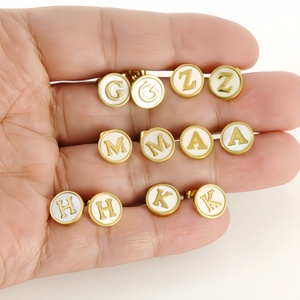 <strong>Earrings</strong> <strong>Men</strong> 26 Initial Letter Shell <strong>Stud</strong> 18K Gold Stainless Steel Women Stainless Steel Fashion Jewelry <strong>Earrings</strong> for Gift - Product Image 4