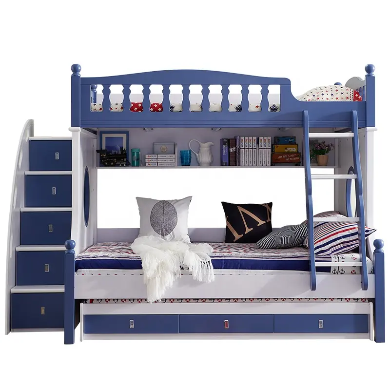 Twin Size Loft Kids Wooden Bunk Bed For Boys full size bed queen size captains bed