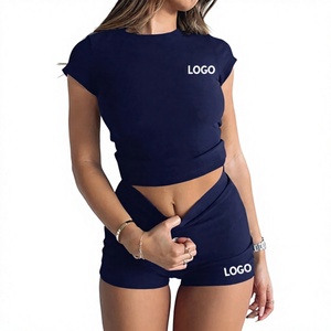 Nouveautés : Ensemble haut et short de fitness pour femme, grande taille, haute qualité, respirant, coton/fibre de bambou, été - Product Image 1