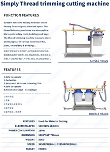 Garment Automatic <b>Thread</b> Double Heads Two-Person Work Trimming <b>Cutter</b> <b>Thread</b> Cutting Machine for Clothing Shoe More Efficient - Product Image 2