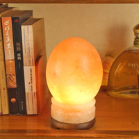 Lampe en sel rose de l'Himalaya naturel sculptée à la main avec base en bois, lumière de nuit Feng Shui pour la décoration de Noël à la maison ou sur la table