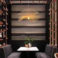 Lustre en bambou tissé à la main, style rétro, rond, en bois et en rotin, fabriqué en Chine